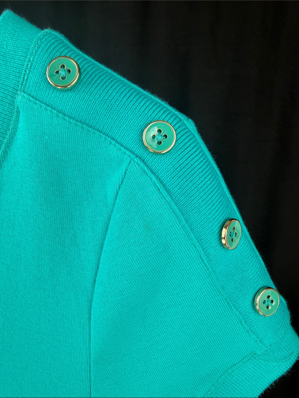 Talbots Stretch Weekend Teal Short Sleeve Tee with Shoulder Buttons - Picture 3 of 7